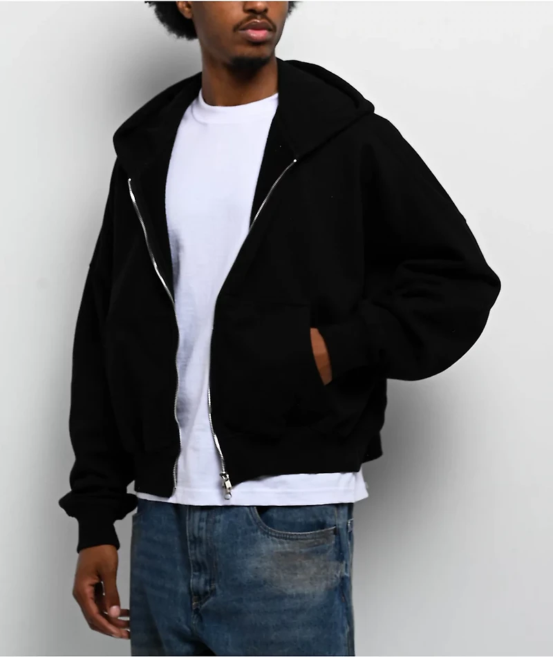 Shaka Wear Black Zip Crop Hoodie