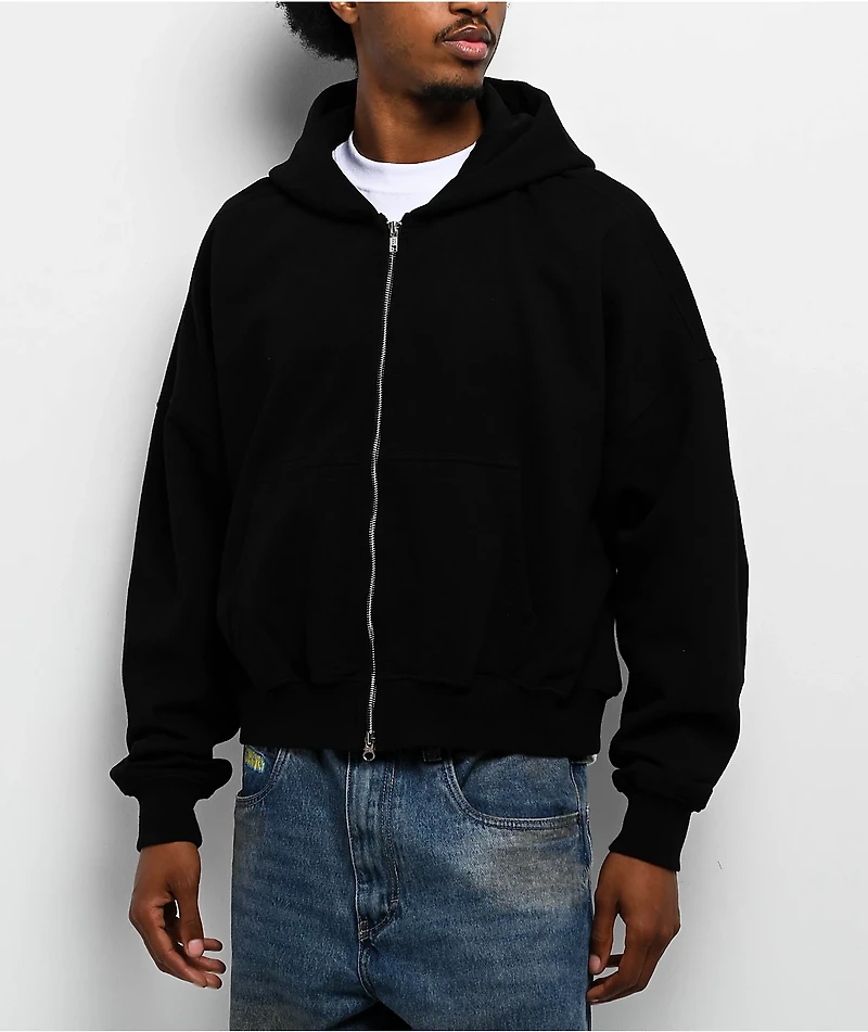 Shaka Wear Black Zip Crop Hoodie