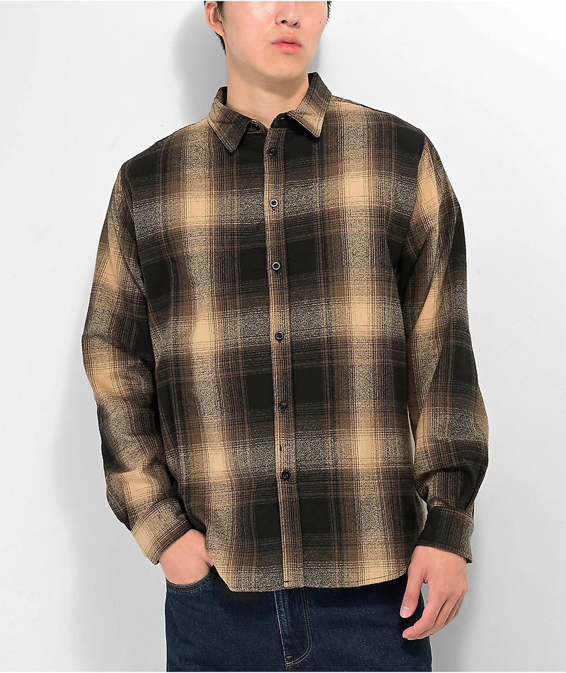 Shaka Wear Brown Plaid Heavyweight Flannel Shirt