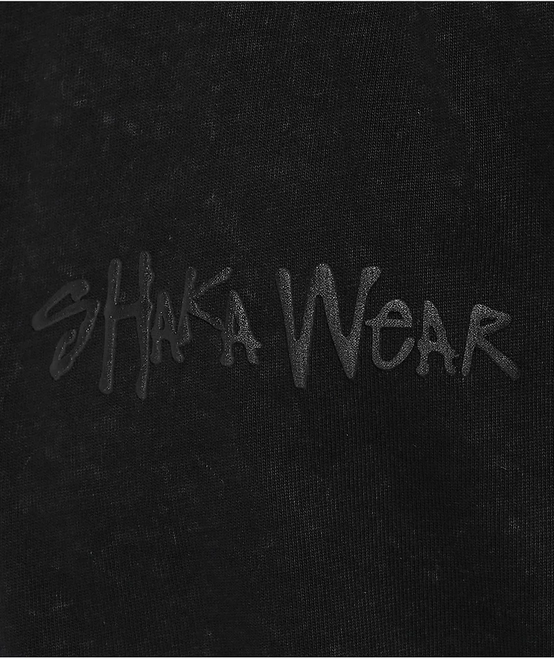Shaka Wear Design Puff Print Garment Dye Black Heavyweight T-Shirt