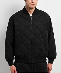 Shaka Wear Diamond Quilted Black Bomber Jacket