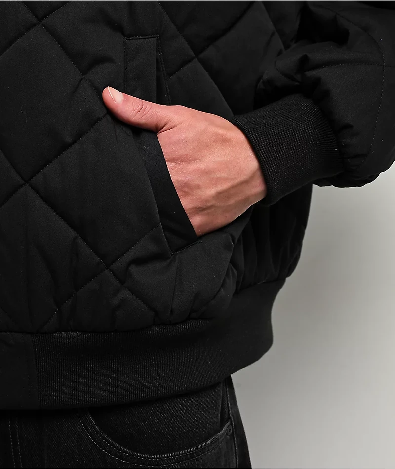 Shaka Wear Diamond Quilted Black Bomber Jacket