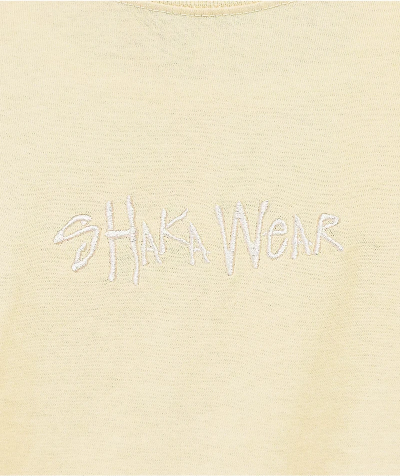 Shaka Wear Embroidered Logo Garment Dye Cream Heavyweight T-Shirt