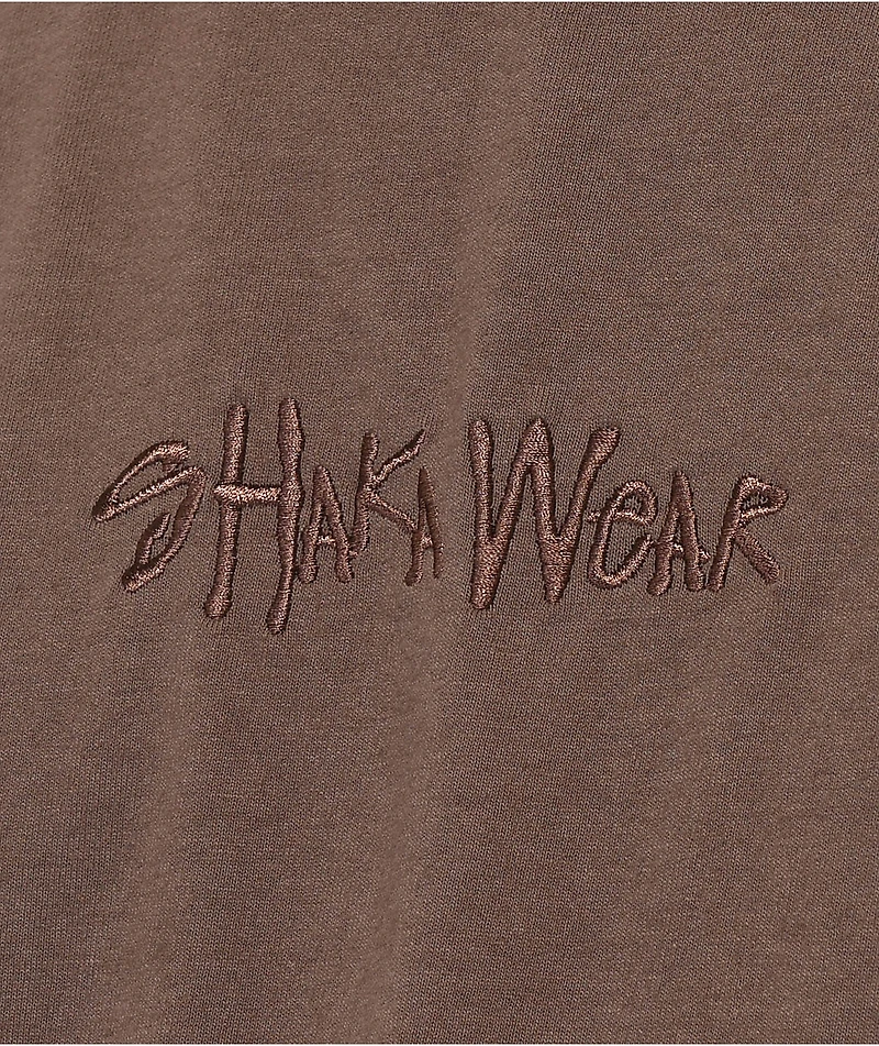 Shaka Wear Embroidered Logo Mocha Heavyweight T-Shirt