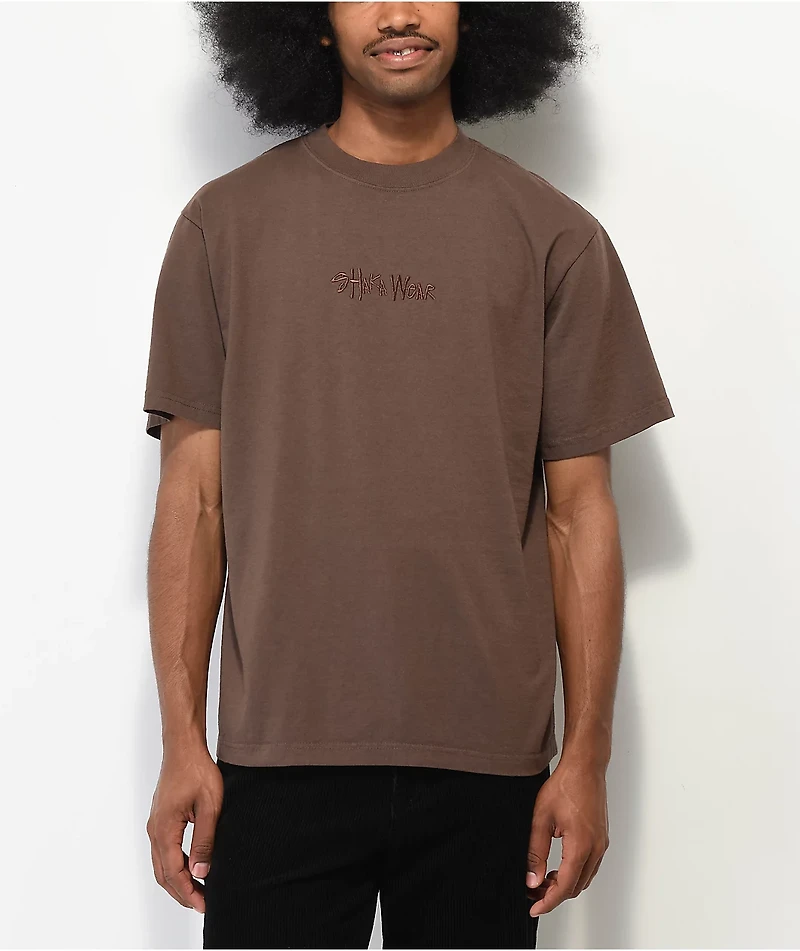 Shaka Wear Embroidered Logo Mocha Heavyweight T-Shirt