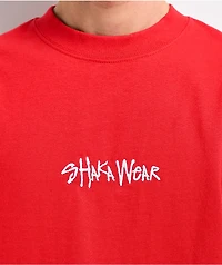 Shaka Wear Embroidered Logo Red Heavyweight T-Shirt