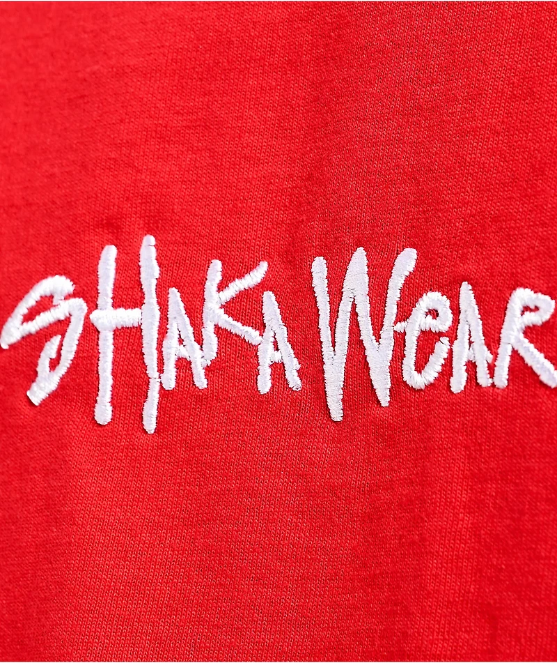 Shaka Wear Embroidered Logo Red Heavyweight T-Shirt