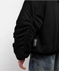 Shaka Wear Fleece Black Hooded Crop Bomber Jacket