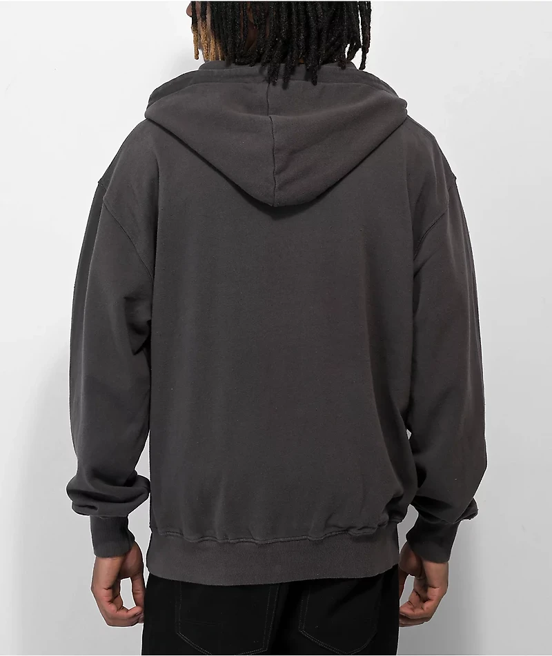 Shaka Wear Garment Dye Grey Heavyweight Double Zip Hoodie