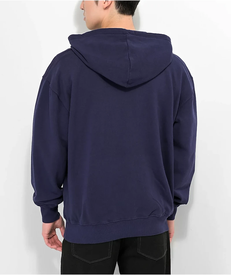 Shaka Wear Garment Dye Navy Heavyweight Double Zip Hoodie