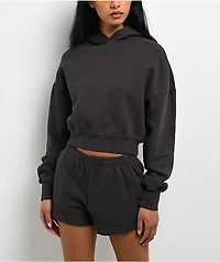 Shaka Wear Grey Boxy Crop Hoodie