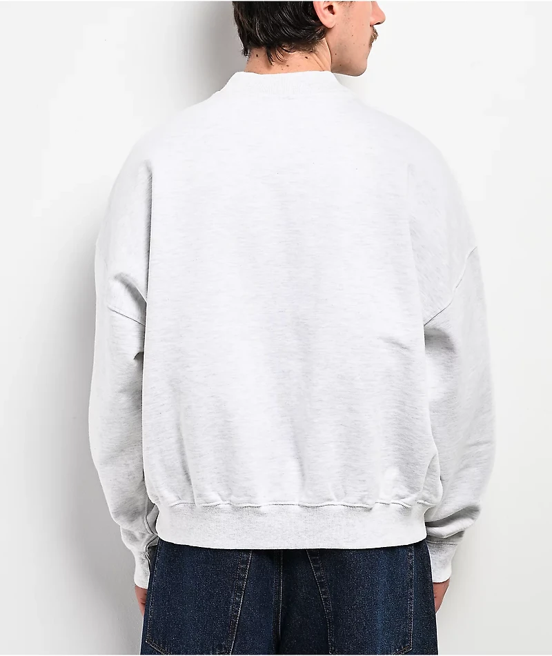 Shaka Wear Heather White Crop Crewneck Sweatshirt