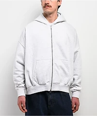 Shaka Wear Heather White Crop Zip Hoodie