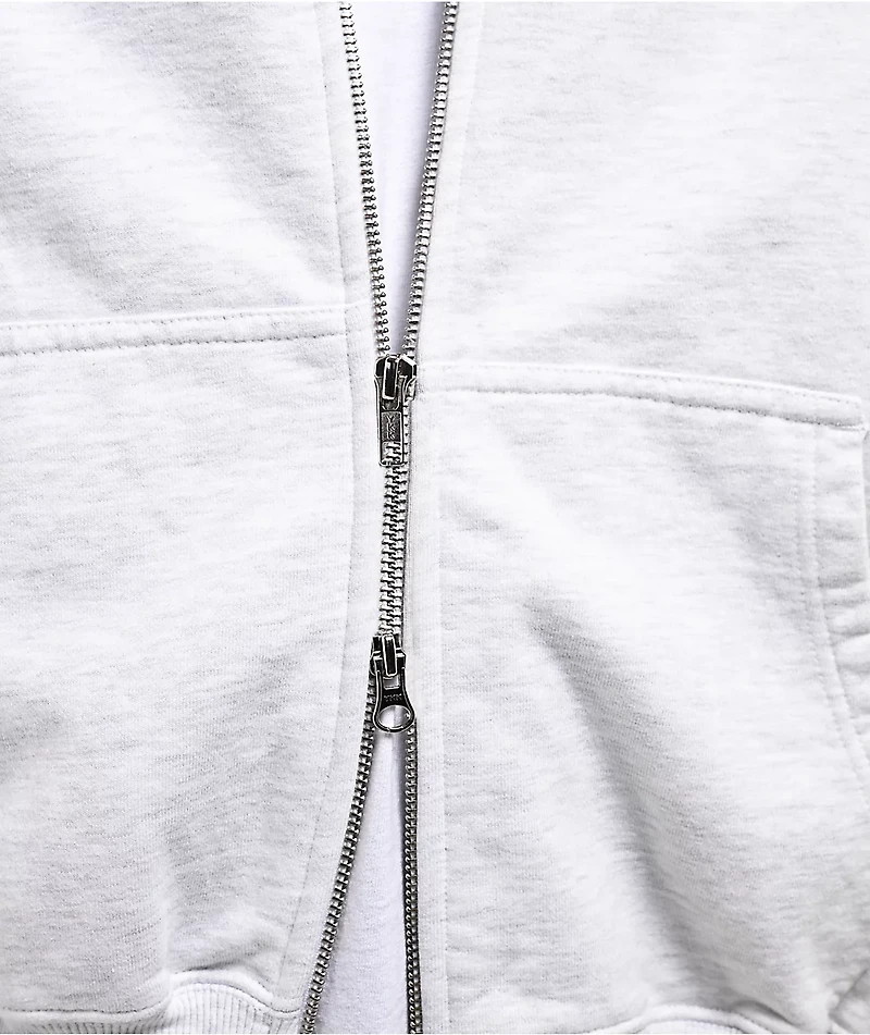 Shaka Wear Heather White Crop Zip Hoodie