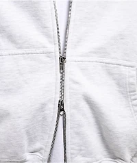 Shaka Wear Heather White Crop Zip Hoodie