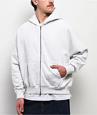 Shaka Wear Heather White Crop Zip Hoodie