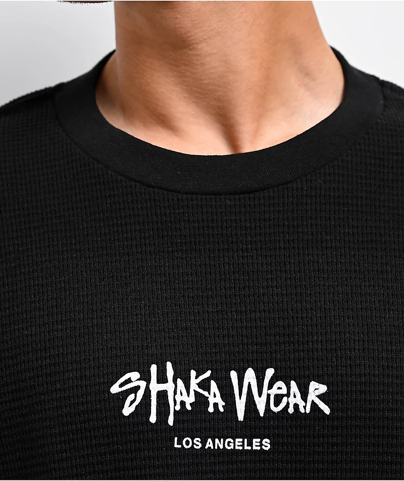 Shaka Wear Logo Black Heavyweight Long Sleeve Thermal T-Shirt