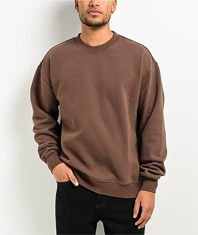 Shaka Wear Mocha Garment Dye Heavyweight Crewneck Sweatshirt
