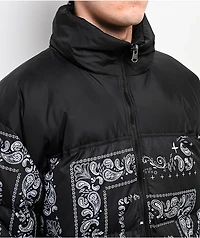 Shaka Wear Paisley Black Down Puffer Jacket