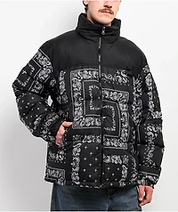 Shaka Wear Paisley Black Down Puffer Jacket