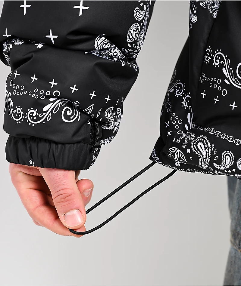 Shaka Wear Paisley Black Down Puffer Jacket