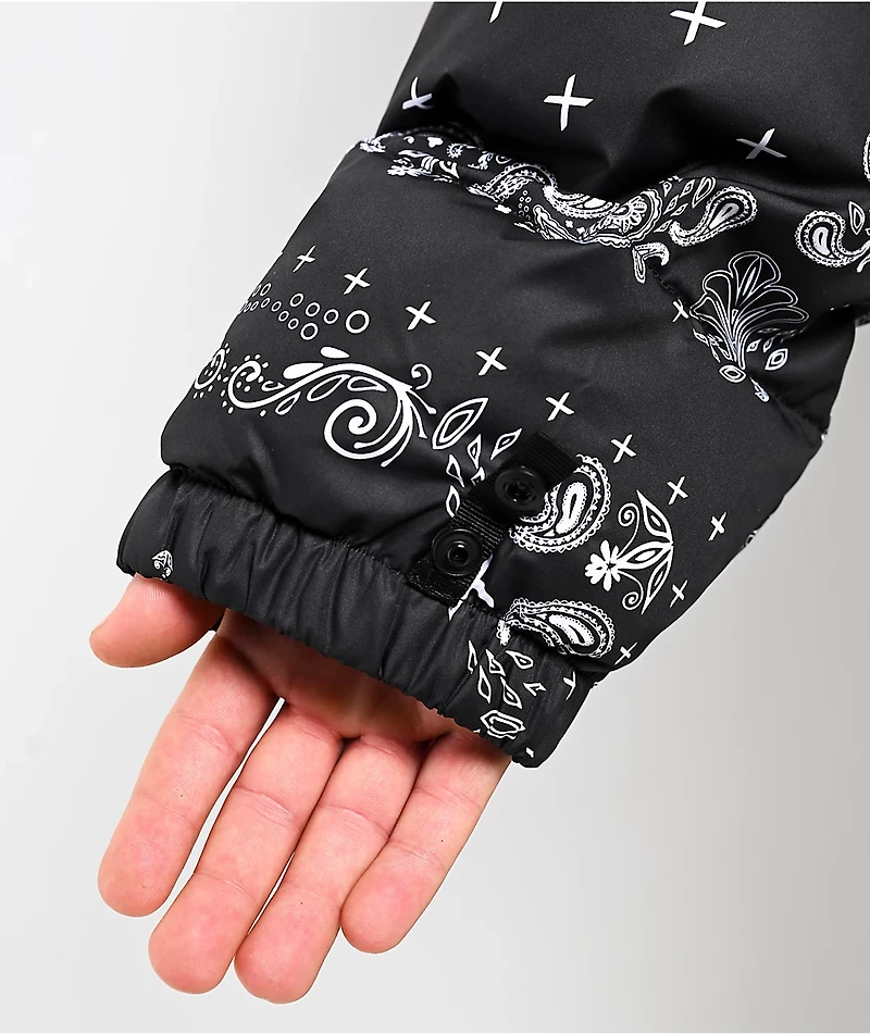 Shaka Wear Paisley Black Down Puffer Jacket