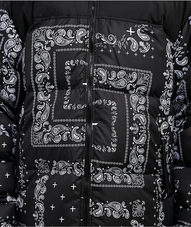 Shaka Wear Paisley Black Down Puffer Jacket