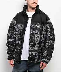 Shaka Wear Paisley Black Down Puffer Jacket