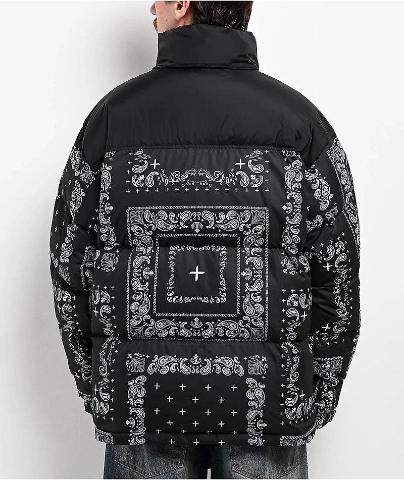Shaka Wear Paisley Black Down Puffer Jacket