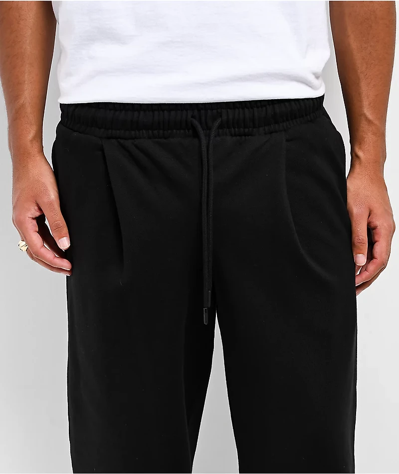 Shaka Wear Pleated Garment Dye Black Sweatpants