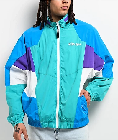 Shaka Wear Retro Turquoise Zip Track Jacket