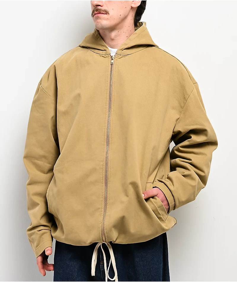 Shaka Wear Twill Khaki Baggy Hooded Jacket