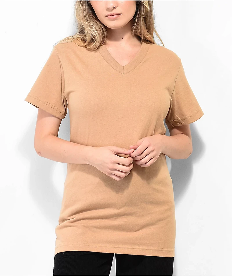 Shaka Wear V Neck Khaki T-Shirt