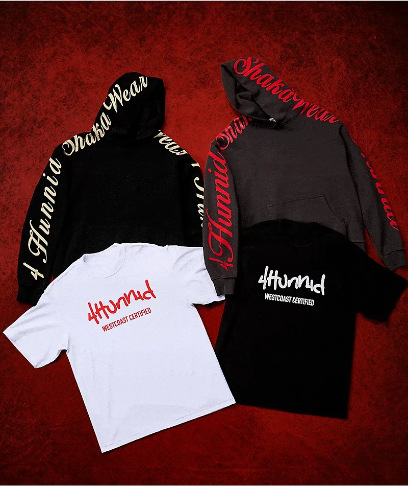 Shaka Wear x 4Hunnid Charcoal Hoodie