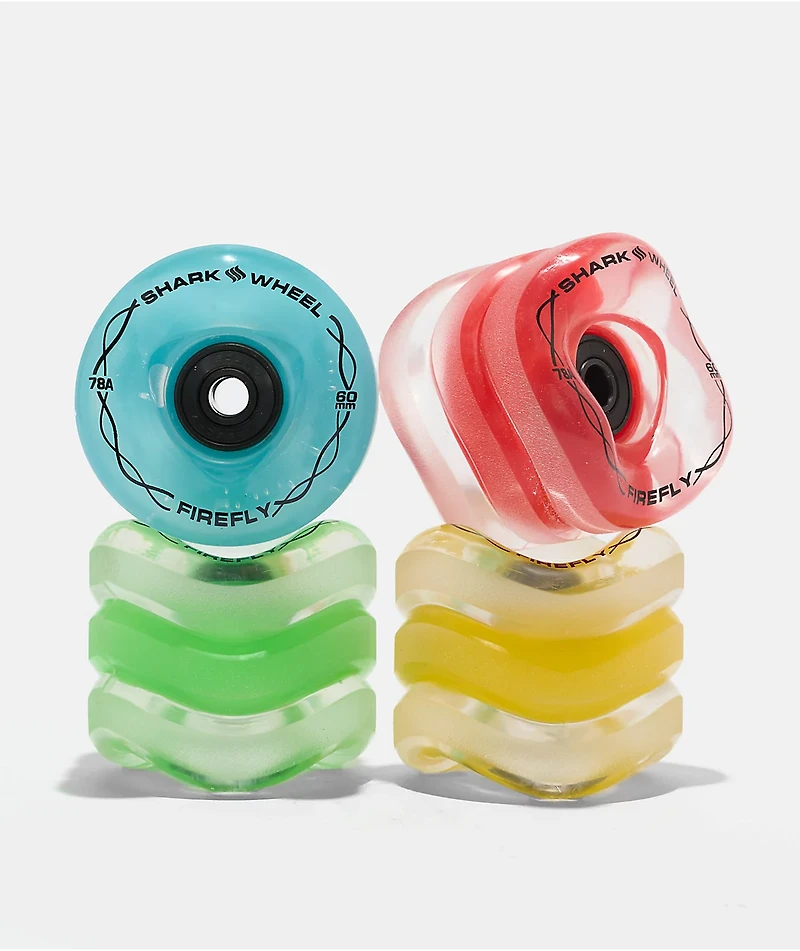 Shark Wheel Light Ups Firefly 60mm 78a Multicolor Cruiser Skateboard Wheels
