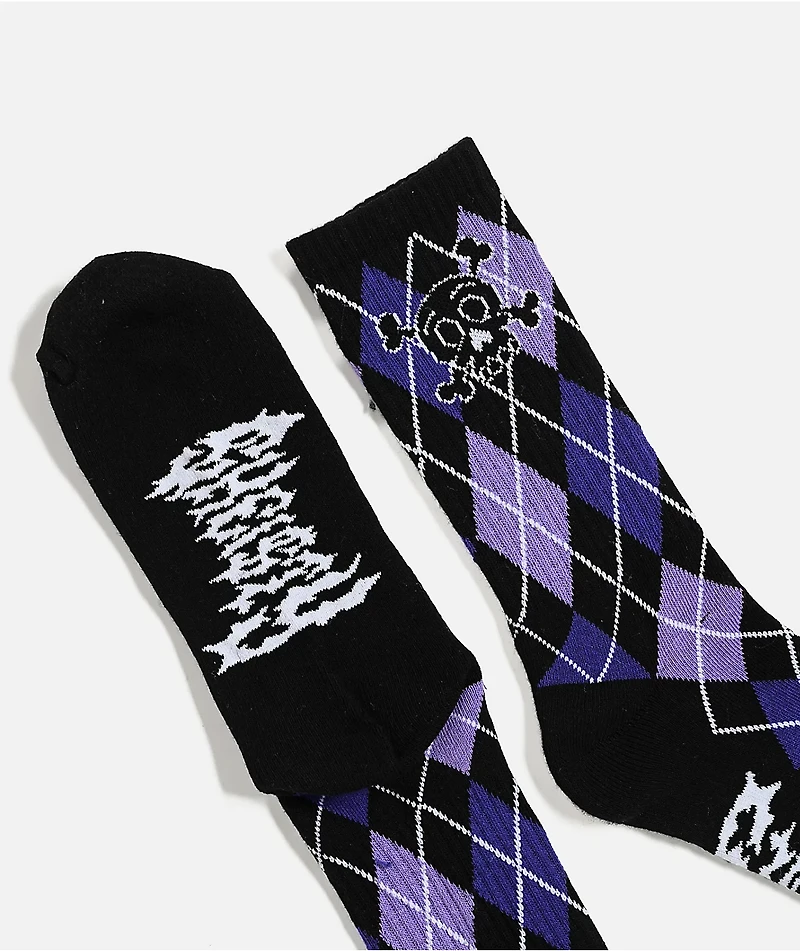 Sheisty Argyle Black Crew Socks