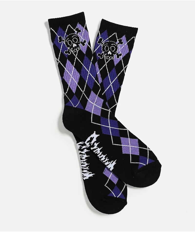 Sheisty Argyle Black Crew Socks