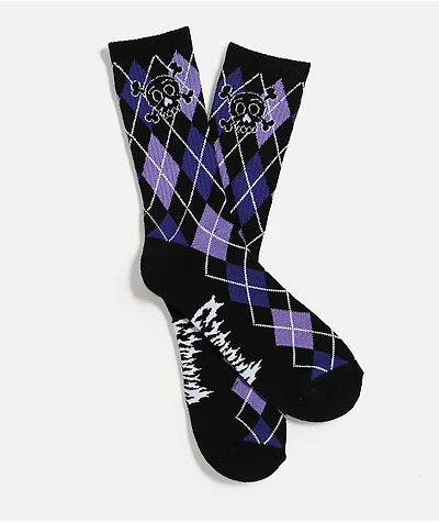 Sheisty Argyle Black Crew Socks