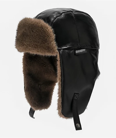 Sheisty Faux-Leather Black TrapperHat