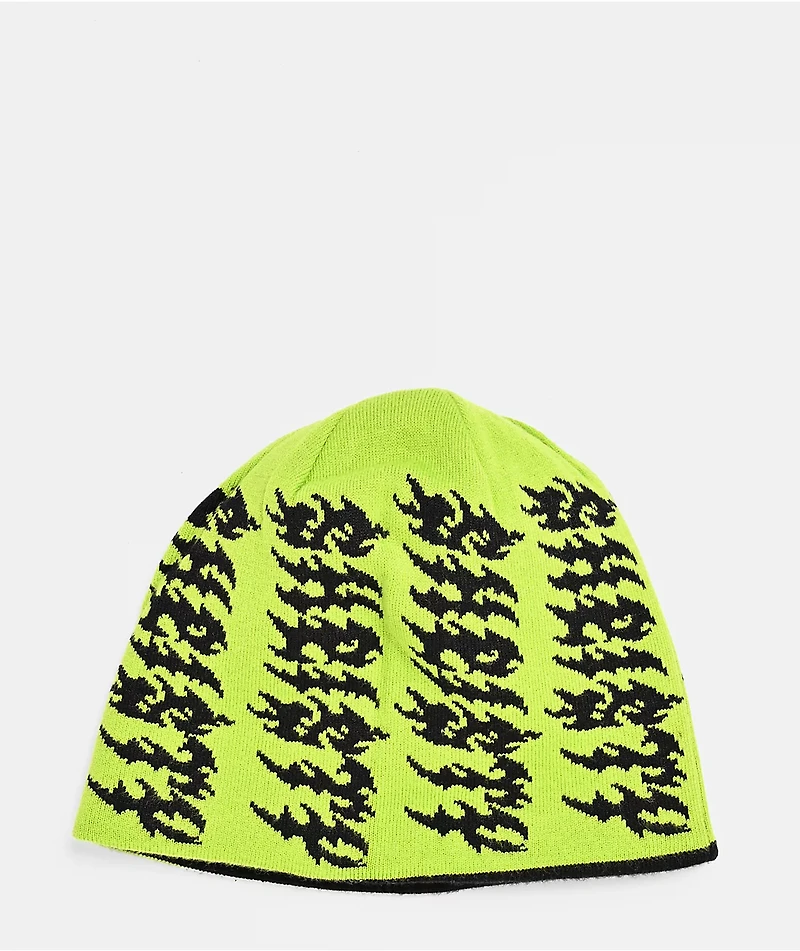 Sheisty Flypaper Black & Green Reversible Skully Beanie