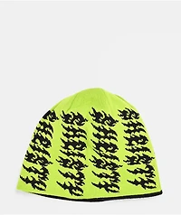 Sheisty Flypaper Black & Green Reversible Skully Beanie