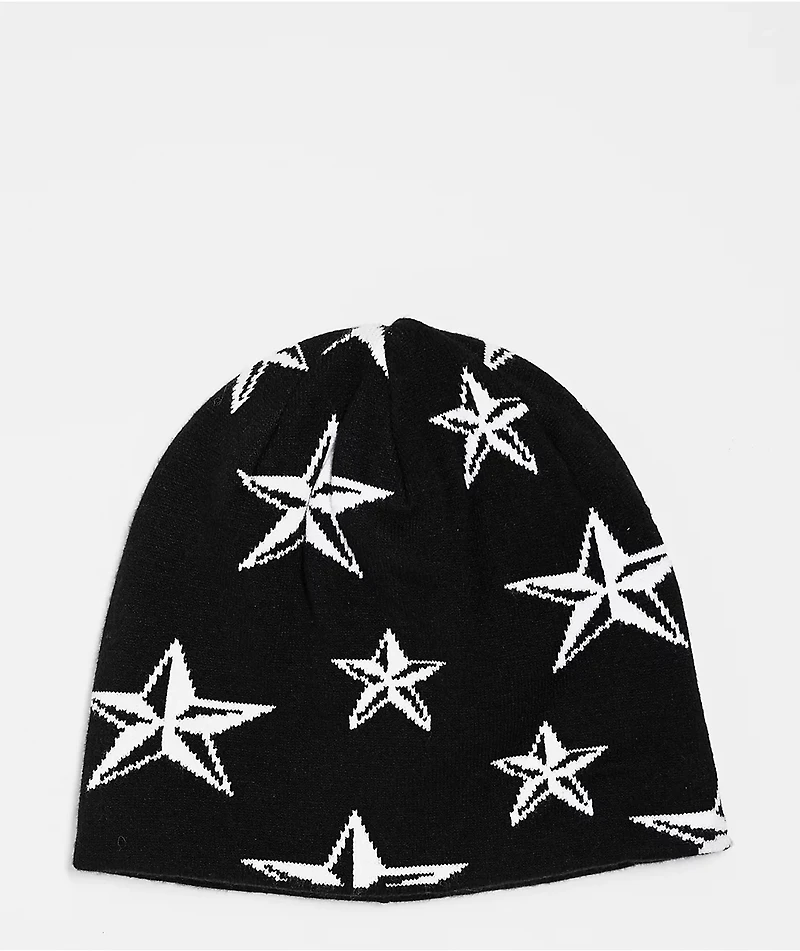 Sheisty Nautical Star Black Reversible Skully Beanie