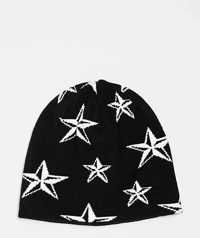Sheisty Nautical Star Black Reversible Skully Beanie