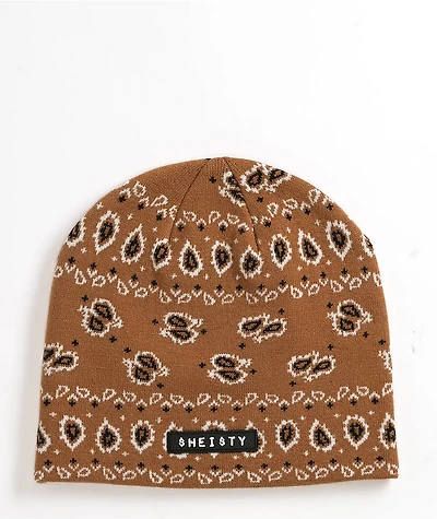 Sheisty Paisley Brown Skull Cap Beanie