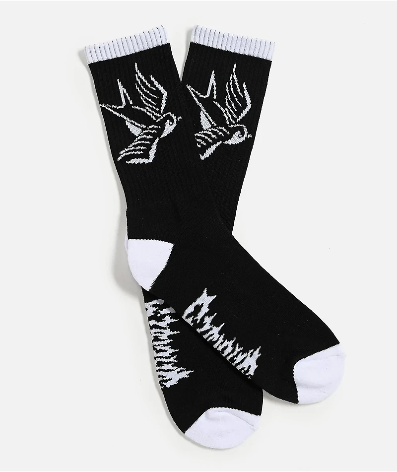 Sheisty Swallow Black Crew Socks