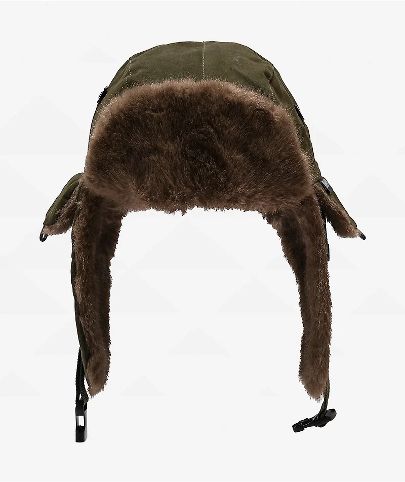 Sheisty Trapper Dark Green Canvas & Fur Hat