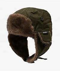 Sheisty Trapper Dark Green Canvas & Fur Hat