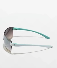 Shield-Esque Silver, White & Blue Sunglasses