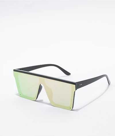 Shield Green Mirrored Sunglasses