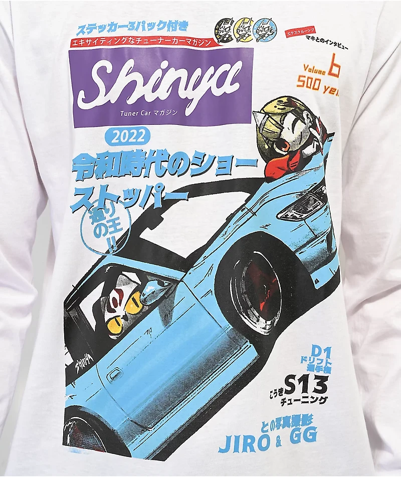 Shinya Mag White Long Sleeve T-Shirt